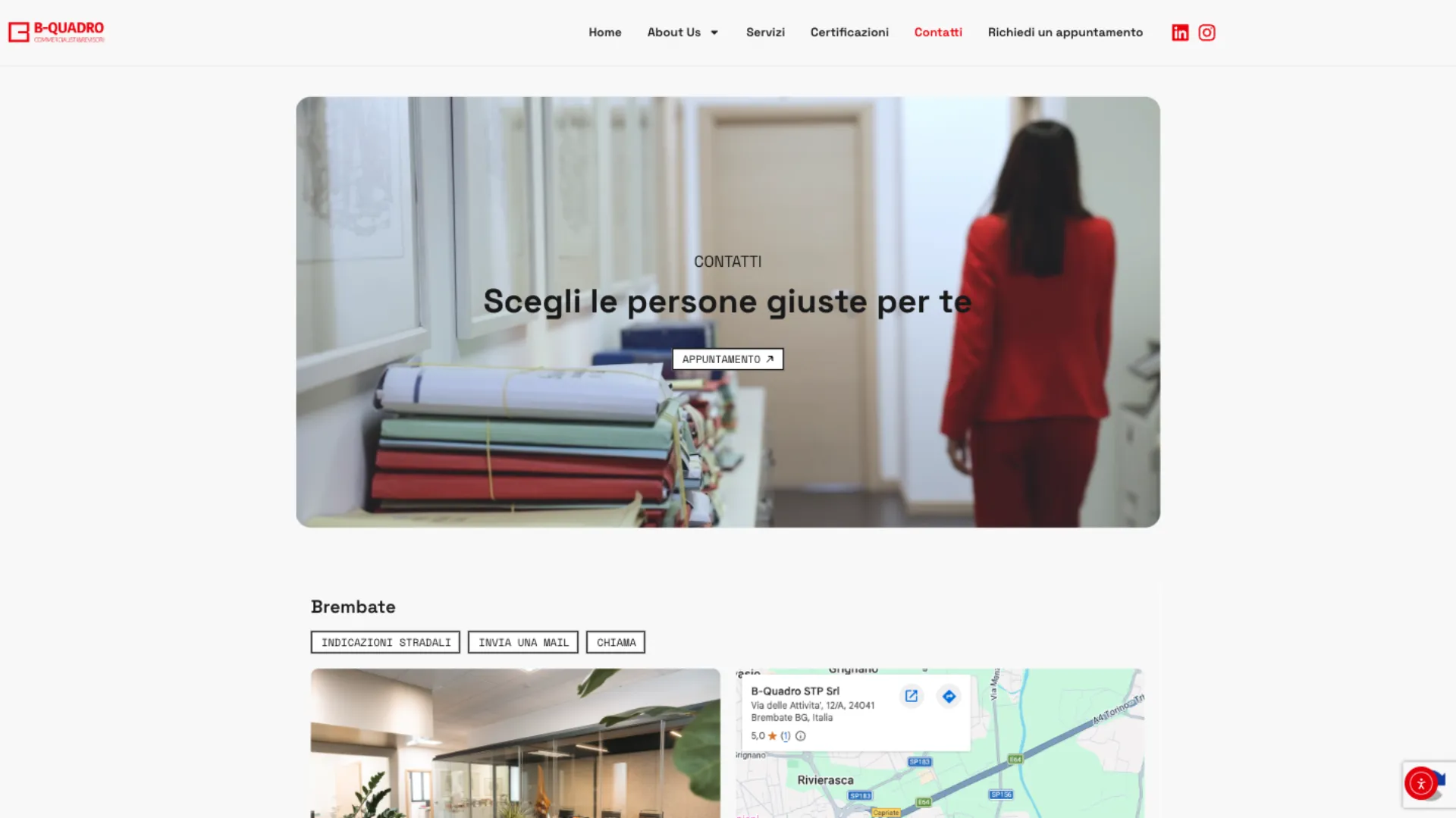 Sezione sedi del sito Studio B-Quadro