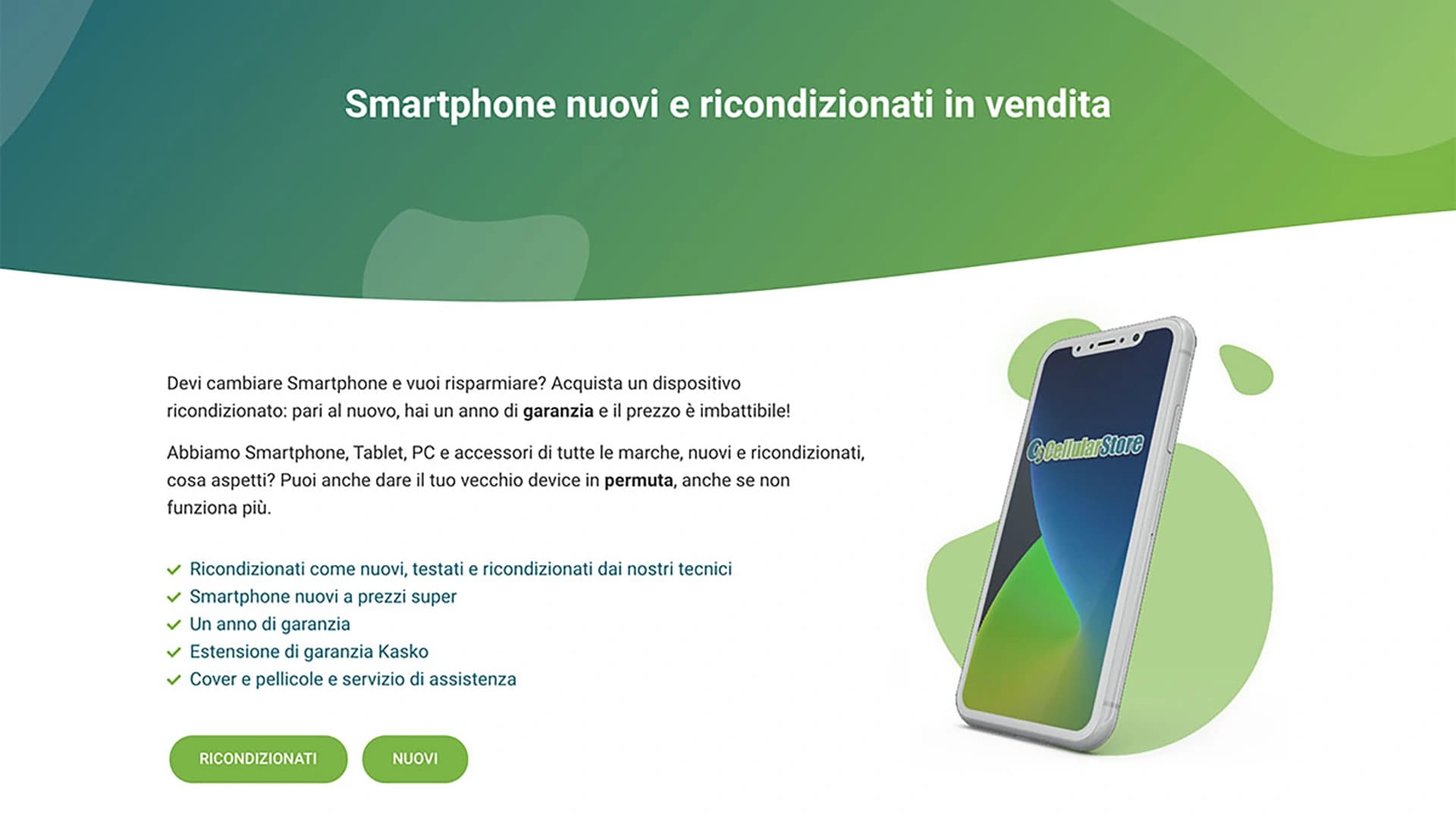 Cellular Store Dalmine website services section