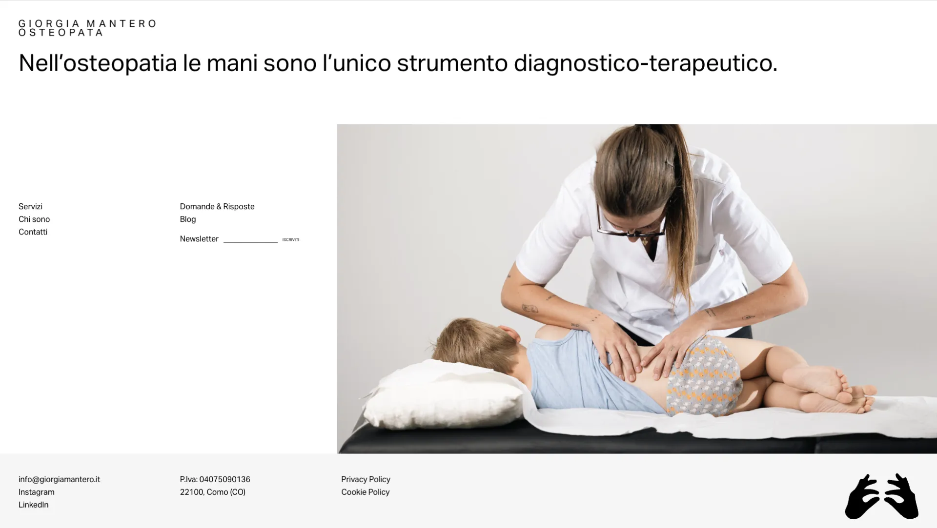 Giorgia Mantero Osteopata website FAQ page
