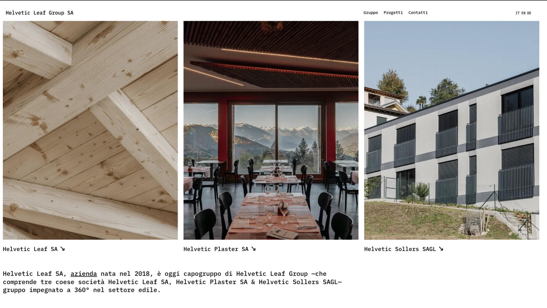 Helvetic Leaf website homepage