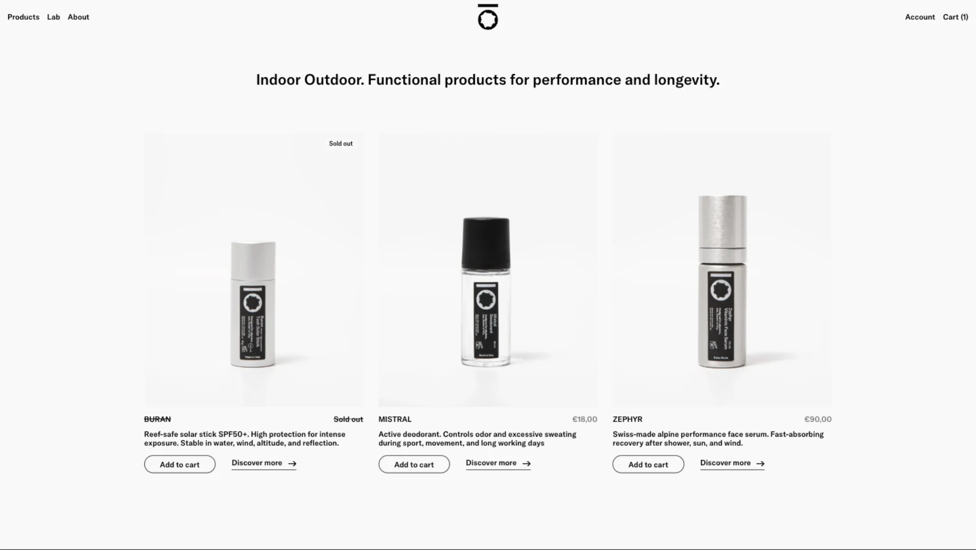 Indoor Outdoor Cosmetics website product page