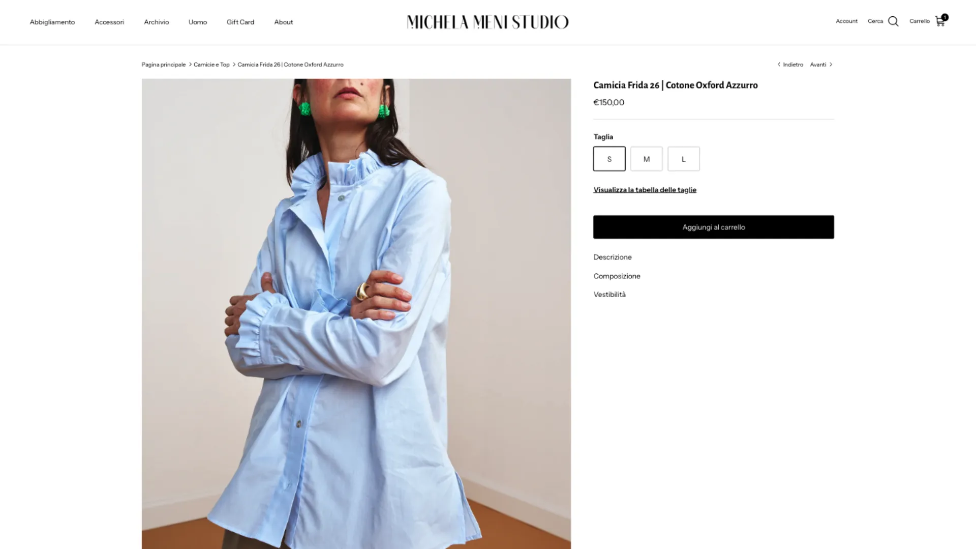Pagina prodotto del sito Michela Meni Studio
