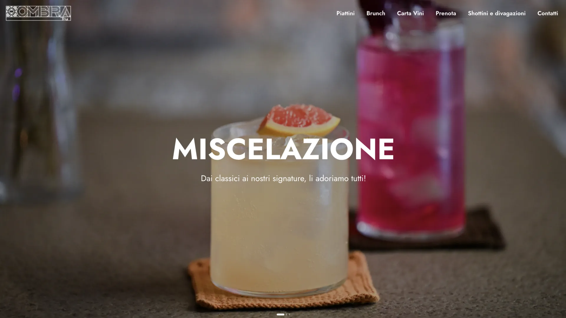Homepage del sito Ombra By Tresoldi