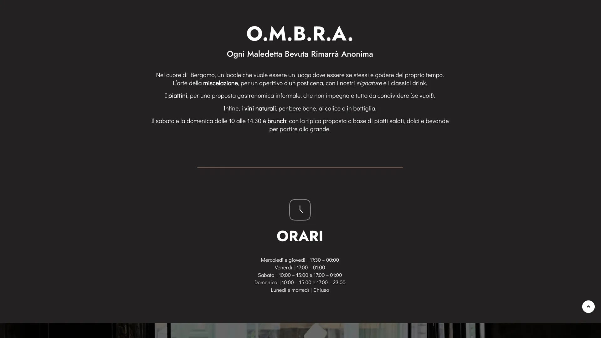 Sezione prenotazione del sito Ombra By Tresoldi