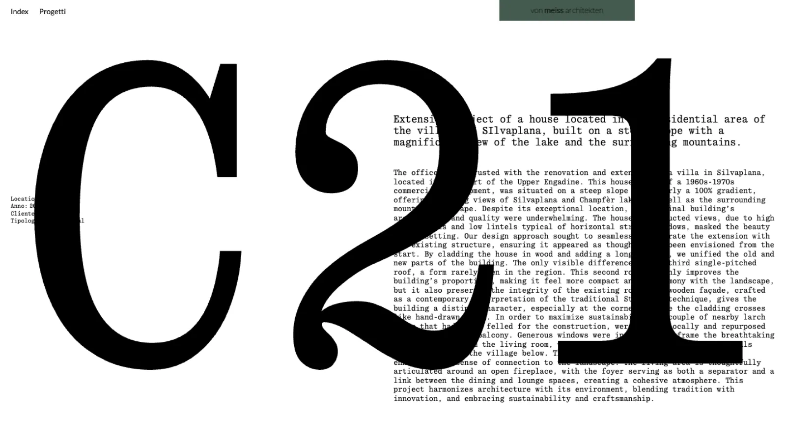 Editorial page of the von Meiss architekten website