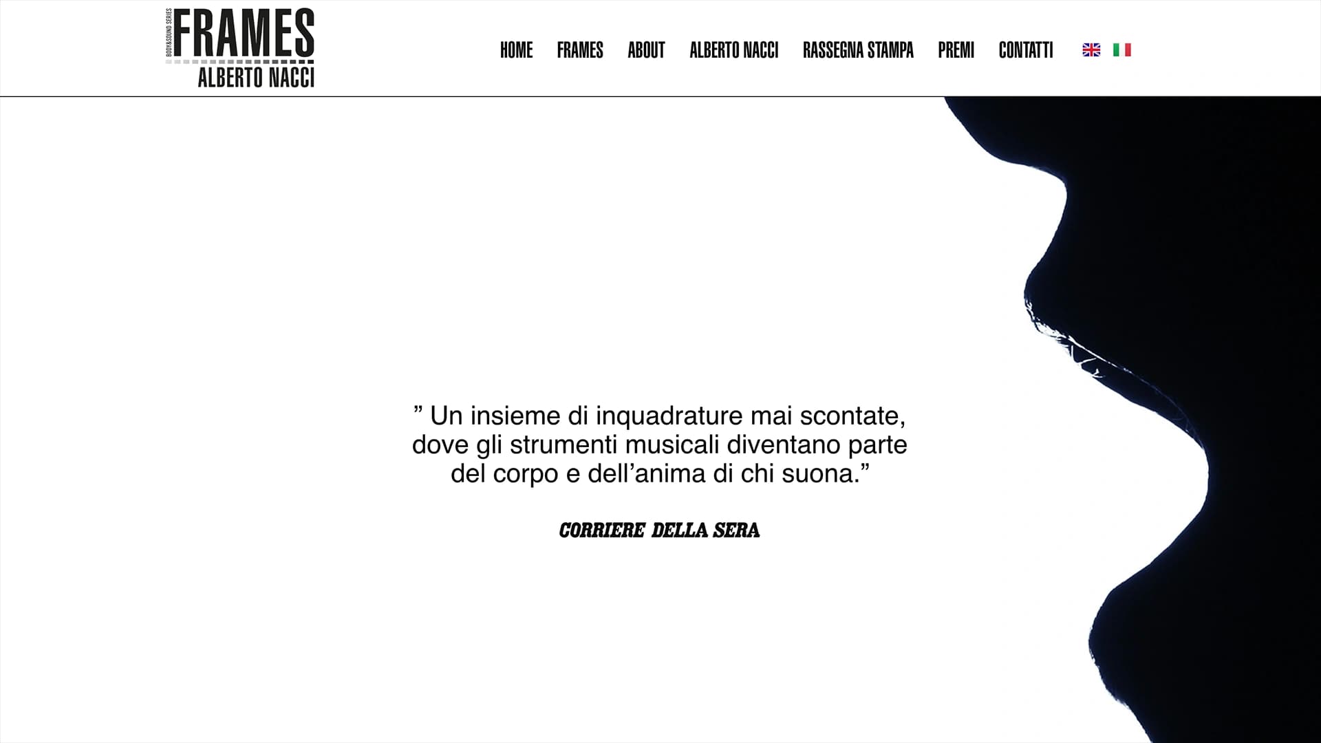 Homepage del sito Frames